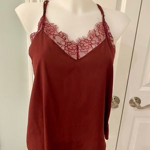 Never worn burgundy cami with lace from EVEREVE